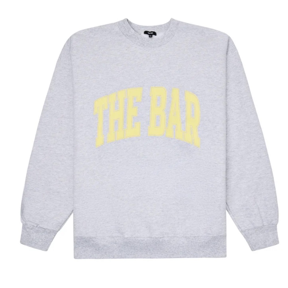NWT The Bar Varsity Sweatshirt in Sold Out Light Heather Grey/Lemon
